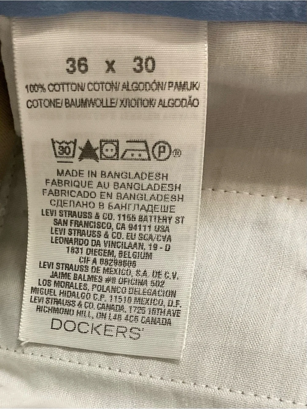 Dockers Signature Khaki Men’s Straight Fit Pants 36x30 Tan Flat Front Chinos